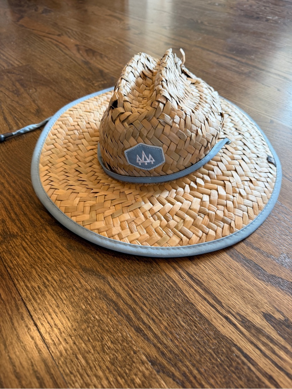 Kids Straw Sun Hat with Light Blue Trim